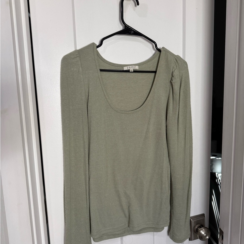 Z Supply Light Green Long Sleeve Blouse